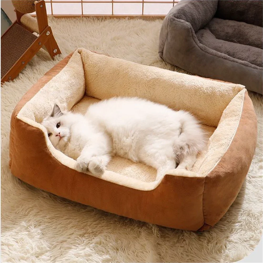 Bed Cats Square Cat's house Cat Sofa Soft Removable for Cat and Small Animals House for Cats Pet Beds Furniture Cat Accessories